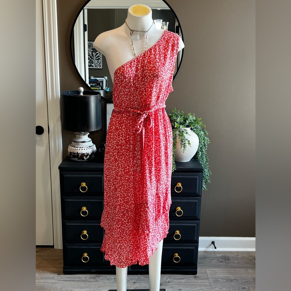 AMAZON Fashion One Shoulder Stretch Waist Print Dress Size 2X NWT